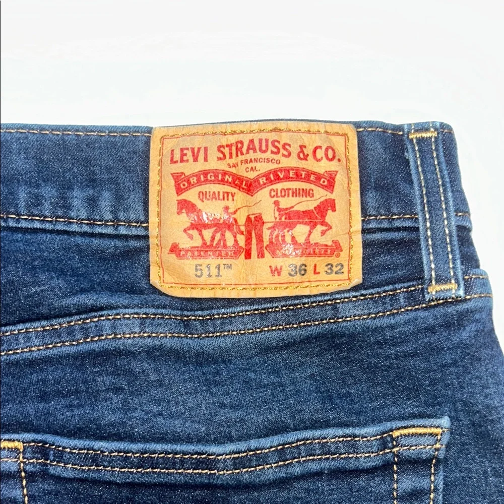 Levi's 511 Dark Blue Slim Straight Men's Jeans - Picture 7 of 10